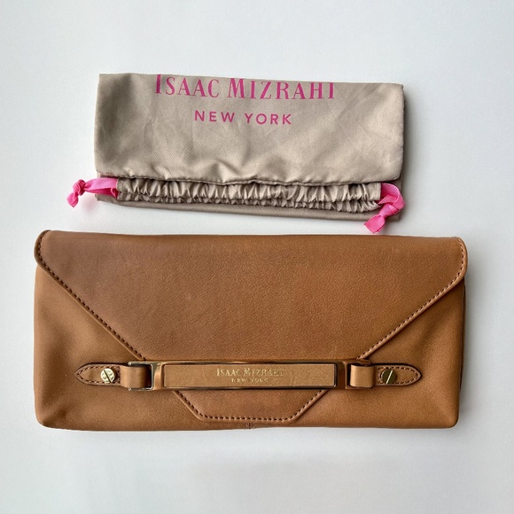Vintage Isaac Mizrahi Tan Brown Clutch - Mint Condition - Picture 1 of 5
